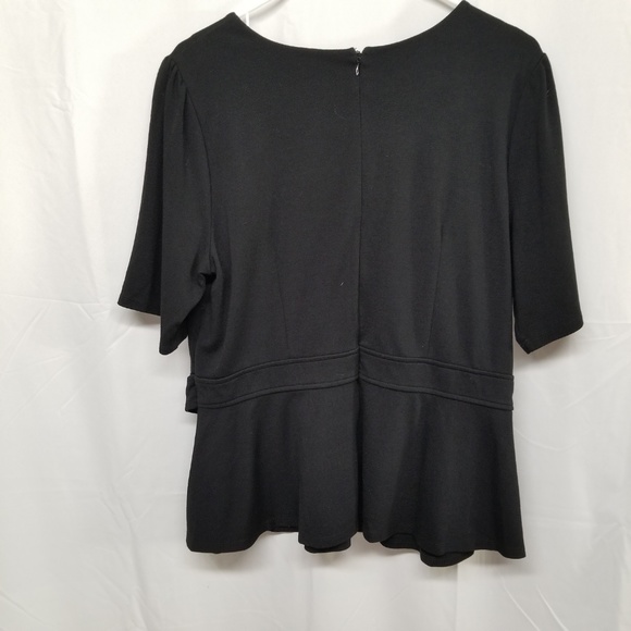 ELOQUII Ponte Knit Peplum Top Pearl Button Details - Picture 5 of 8